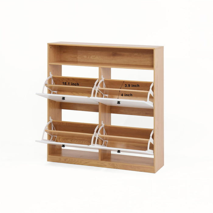 Modern Freestanding Shoe Storage Cabinet With 4 Flip Drawers