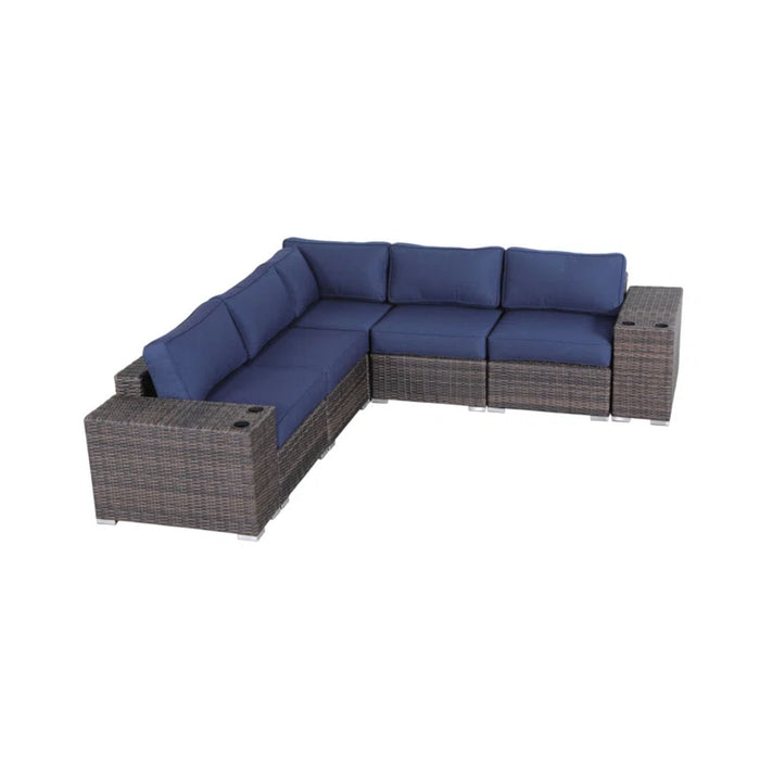 Modern Rattan Wicker Seating Group With Cushions