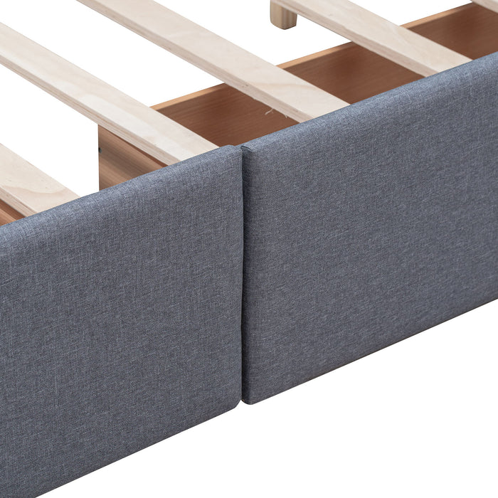 Upholstered Platform Bed With Classic Headboard And Drawers, No Box Spring Needed