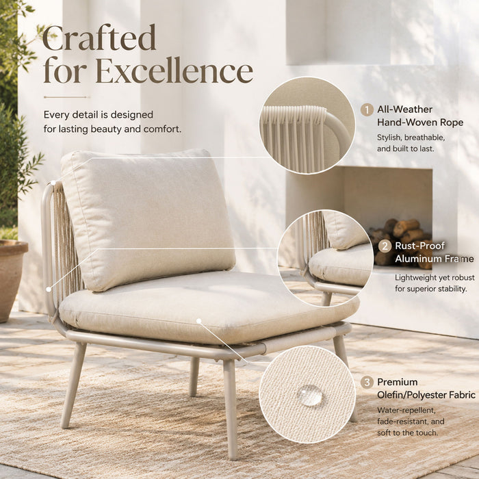 Modular Patio Armless Sofa Chair With Thick Cushion - Off White