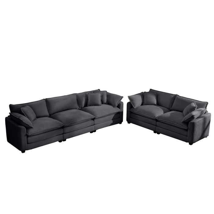 Elegant Corduroy Oversized Sectional Sofa Set With Deep Seats And Flexible Layout