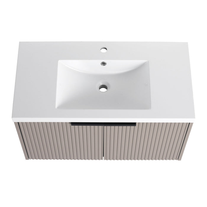 Contemporary Wall Mounted Bathroom Vanity With Resin Double Sink