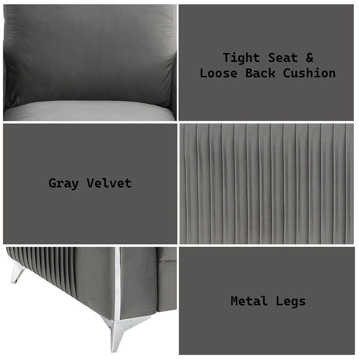 Wenona - Loveseat - Gray Velvet