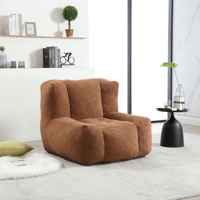 Modern Indoor Fluffy Bean Bag Chair With Memory Foam And Ottoman, Super Soft