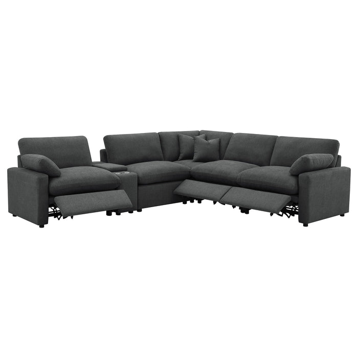 Hollander - 6 Piece Modular Power Reclining Sectional - Dark Gray