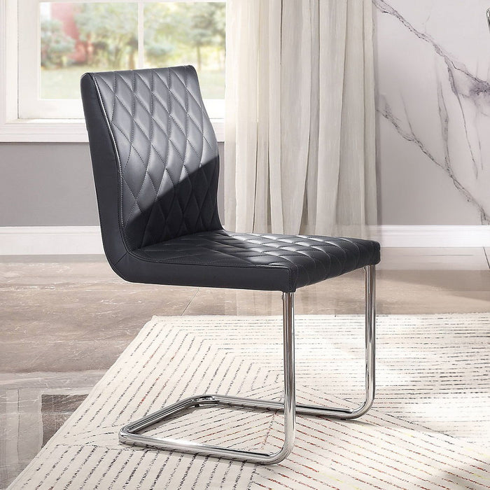 Ansonia - Side Chair Set of 2) - Gray Synthetic Leather & Chrome