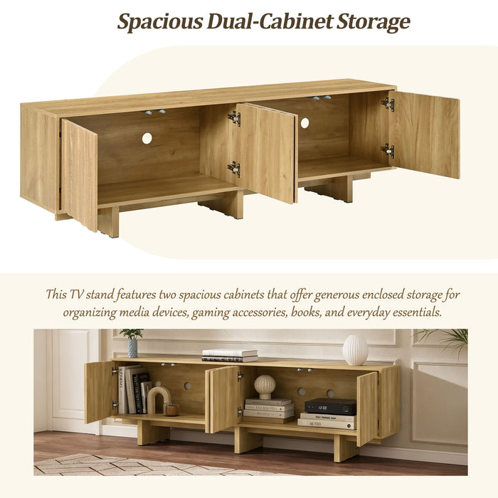 Retro Style TV Stand With Wavy Door