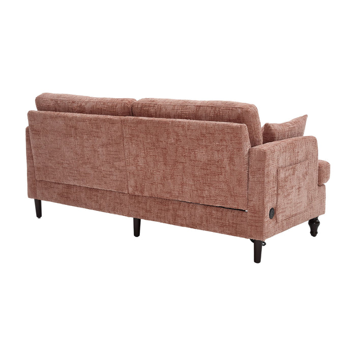 Chenille 2 Seater Sofa With LED Light, USB Charging Port, And Storage Bag
