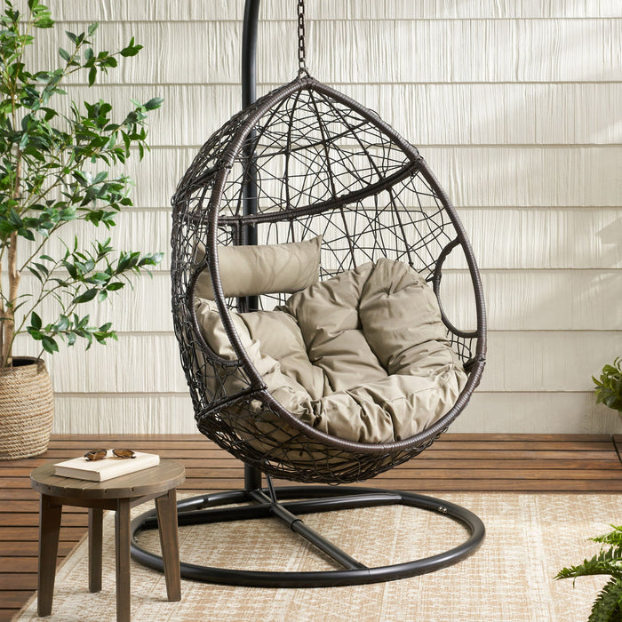 Kylie - Boho Style Hanging Basket Chair Rattan With Water Resistant Cushions