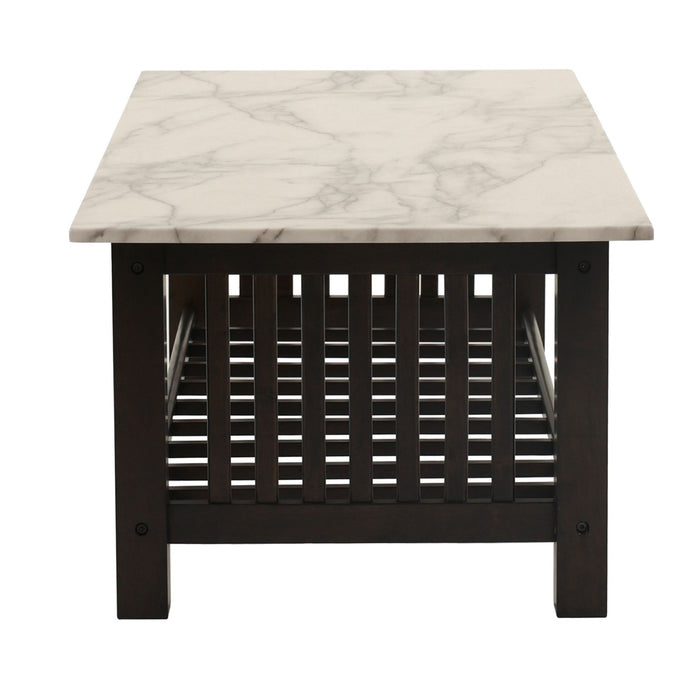 3 Piece Occasional Table Set, 1 Coffee Table And 2 End Tables, Open Storage Design - Walnut