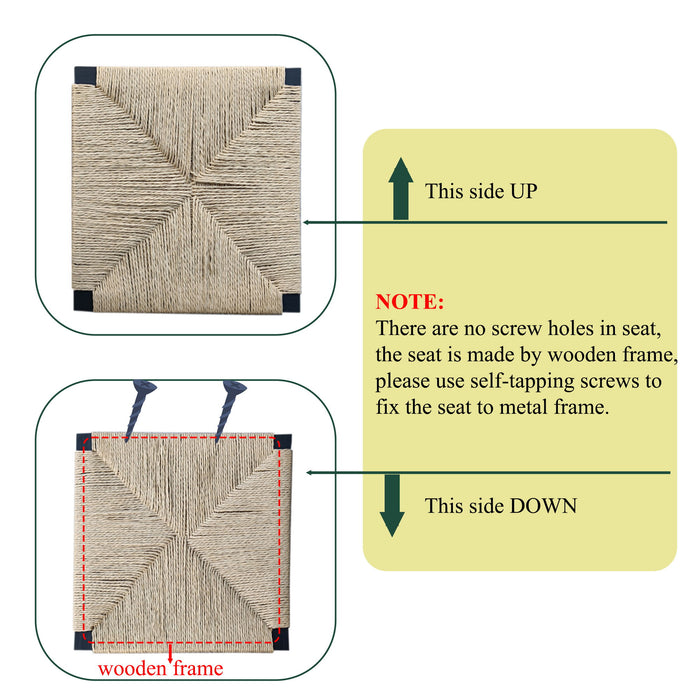 Stylish (Set of 2) Bar Stools With Backrest And Paper Rope Woven Seat, Counter Height Dining Chairs For Kitchen - Natural