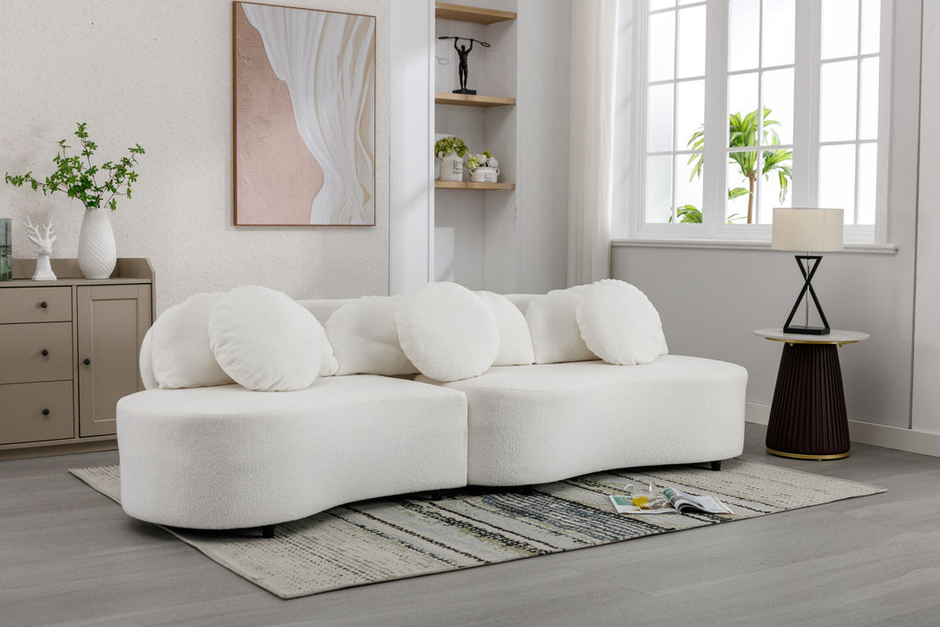103.9" Modern Living Room Sofa Lamb Velvet Upholstered Couch Furniture For Home Or Office, Beige