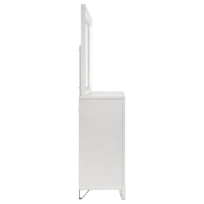 9 Drawer Dresser With LED Mirror, Touch Activated Lighting - White