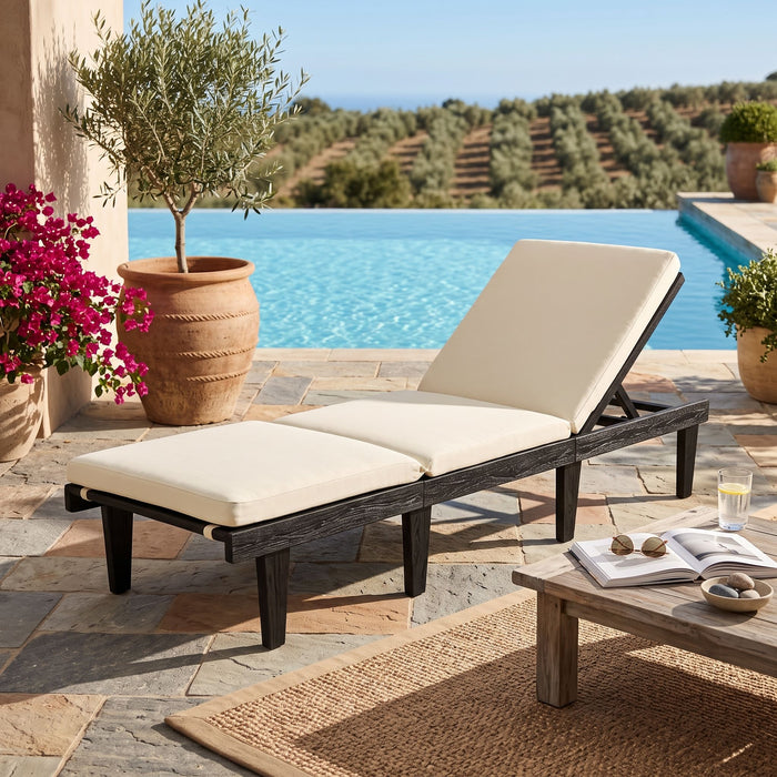 Ariana - Chaise Lounge With Cushion For Outdoor - Black