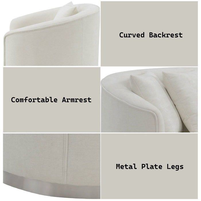 Odette - Loveseat With 2 Pillows - Beige Chenille