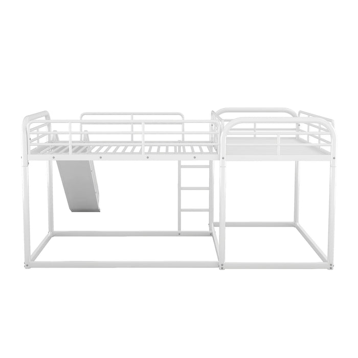 L Shaped Bunk Bed With Slide And Short Ladder