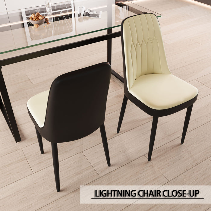 Modern Dining Chair With Cushions And Metal Legs