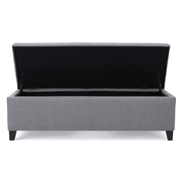 Contemporary Storage Ottoman Bench With Polyester Upholstery