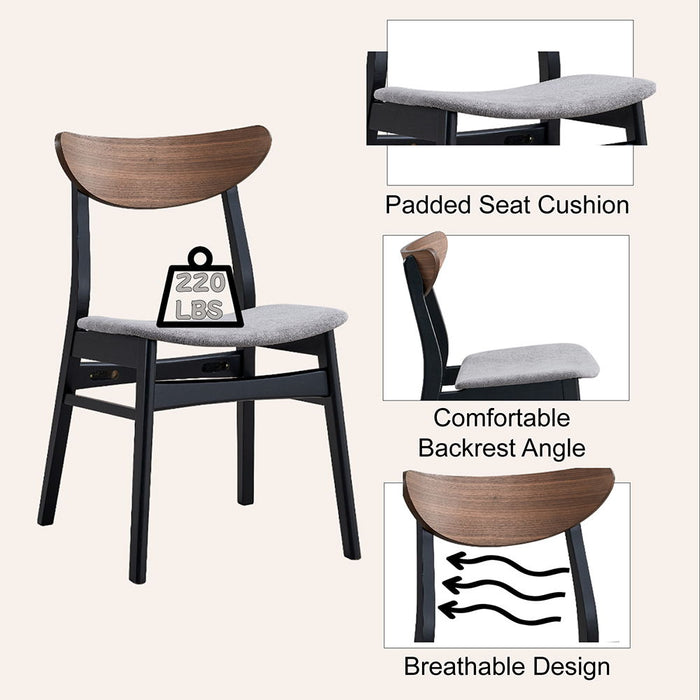 Rebi - Side Chair (Set of 2) - Gray Linen, Walnut & Black