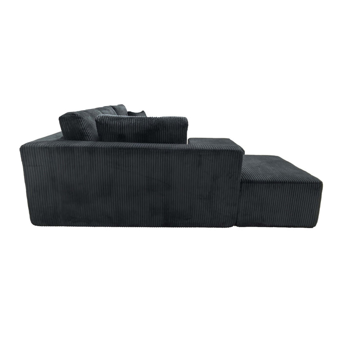 Upholstered Sectional With 2 Moveable Ottomans - Black