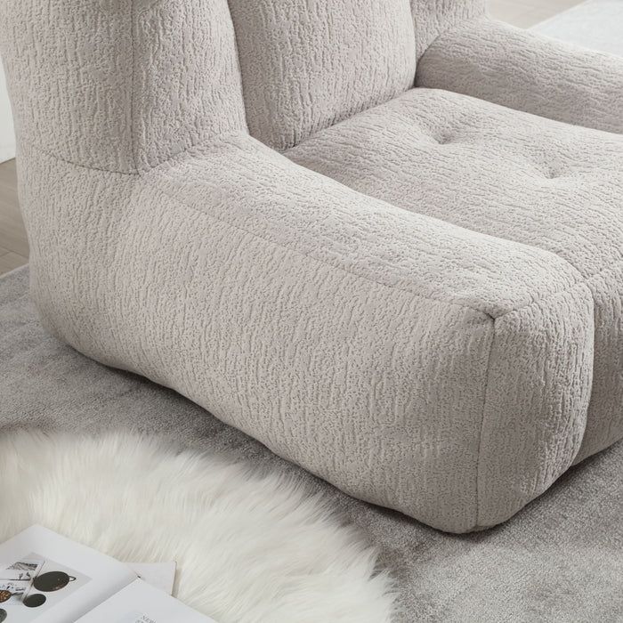 Modern Indoor Fluffy Bean Bag Chair With Memory Foam And Ottoman, Super Soft