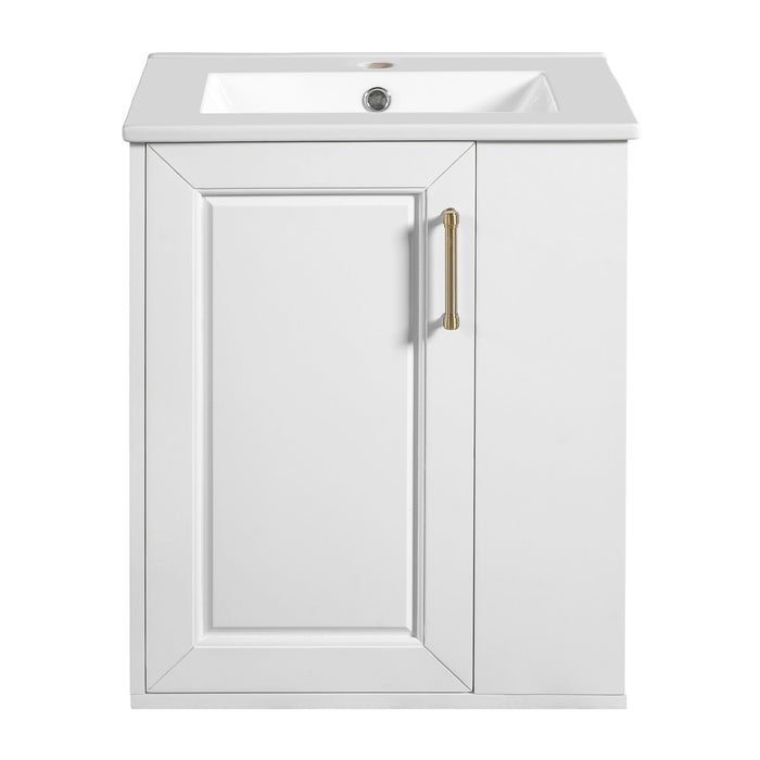 Wall Mounted Bathroom Cabinet With Side Shelf Combo, Vanity With Sink - White