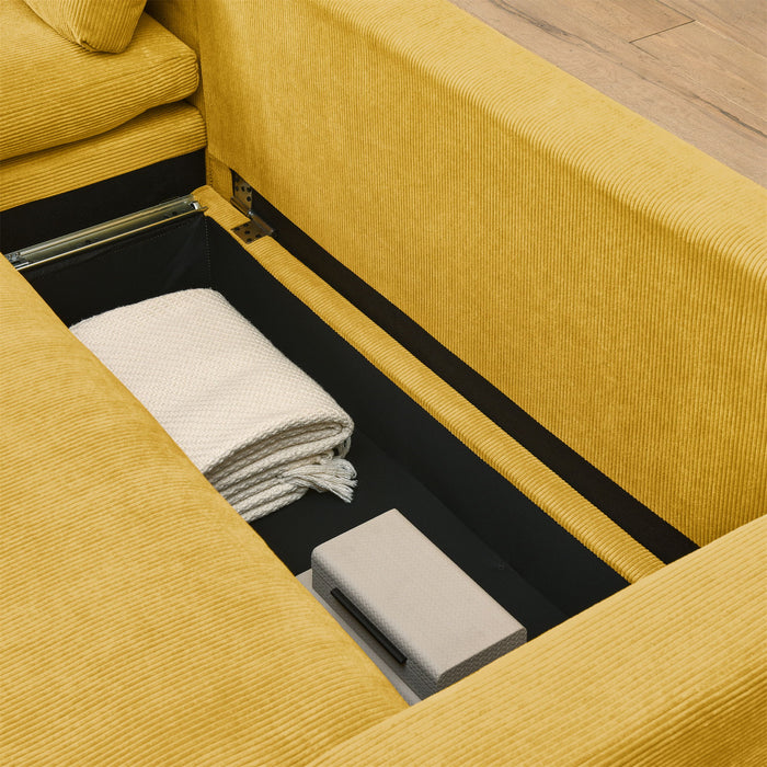 Convertible L Shaped Sleeper Sofa Bed With Reversible Chaise And Storage