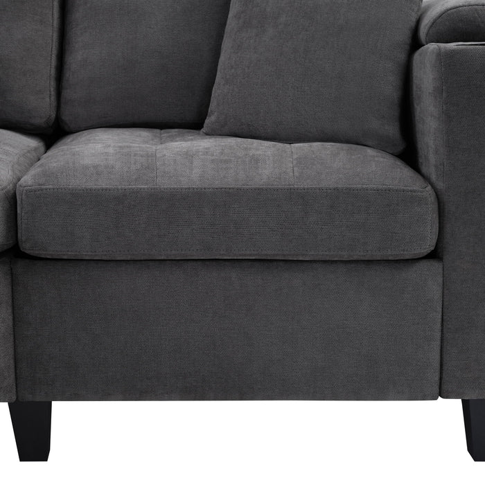U Shaped Sectional Sofa, Corner Living Room Couch With Built In Cup Holders, Storage, USB Ports