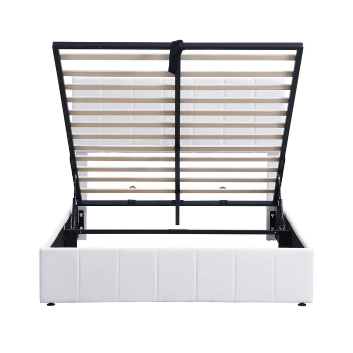 Elegant Upholstered Platform Bed With Hydraulic Storage System
