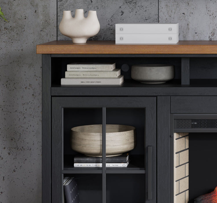 Essex - Fireplace TV Stand Console For TVs Up To 85" - Black, Whiskey