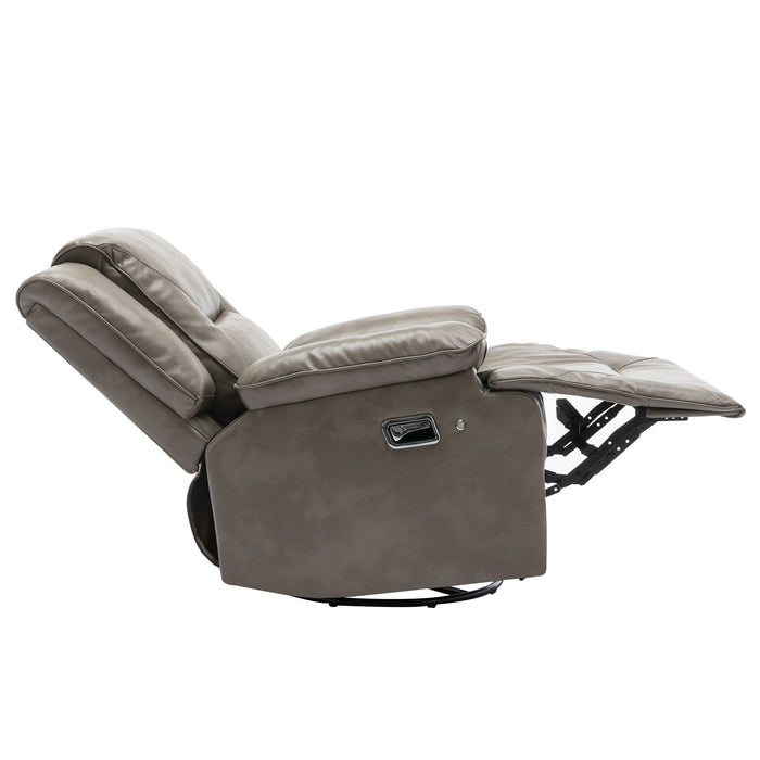 360° Swivel And Rocking Home Theater Recliner Manual Recliner Chair With A LED Light Strip For Living Room