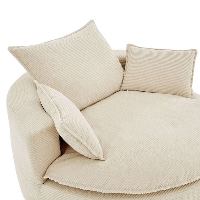 360° Swivel Accent Barrel Chair With Dual Layer Cushion And 3 Removable Pillows