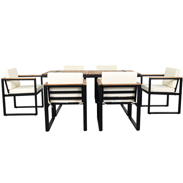 7 Pieces Outdoor Dining Set Patio Dining Table And Chair Set With And Removable Cushions For Patio