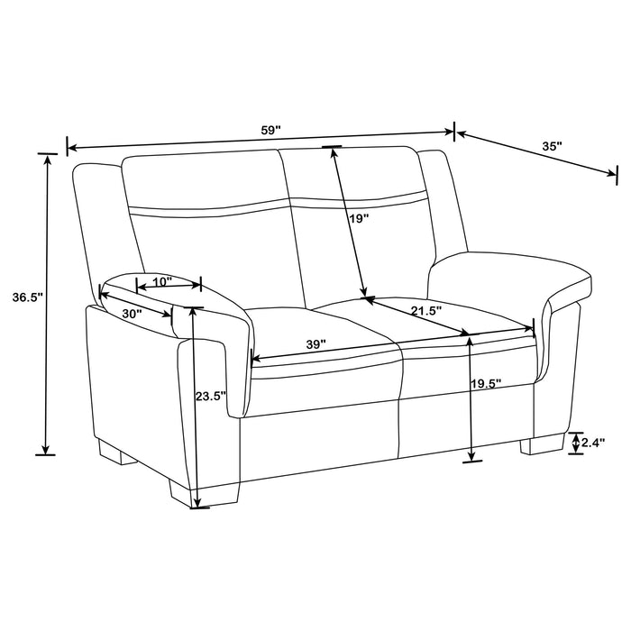 Jacob - Loveseat With Pillow Top Arms Upholstery - Gray