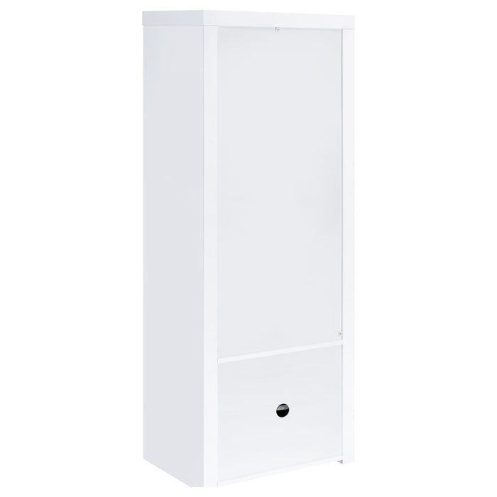 Lance - 3 Shelf Media Tower With Shelves And Hidden Cabinet - Gloss White
