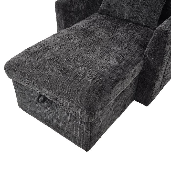 Multifunctional Chenille Recliner Sofa With Storage And Phone Bracket