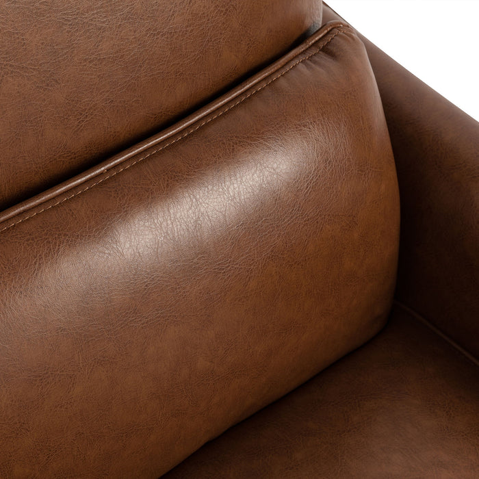 Upholstered Push Recliner Chair With Rubber Wood Legs For Living Room