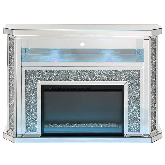 Noralie - 51" Fireplace With LED - Mirrored & Faux Diamonds