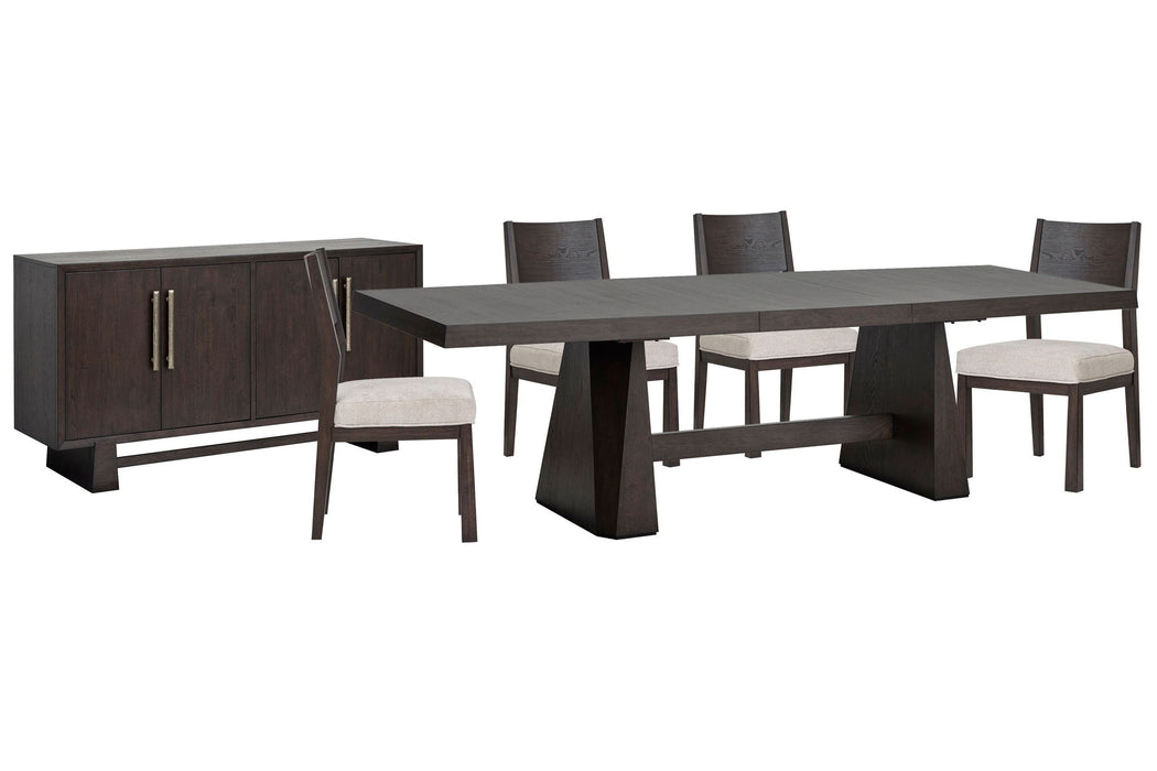 Tauren - 6 Piece Extendable Double Pedestal Dining Table Set