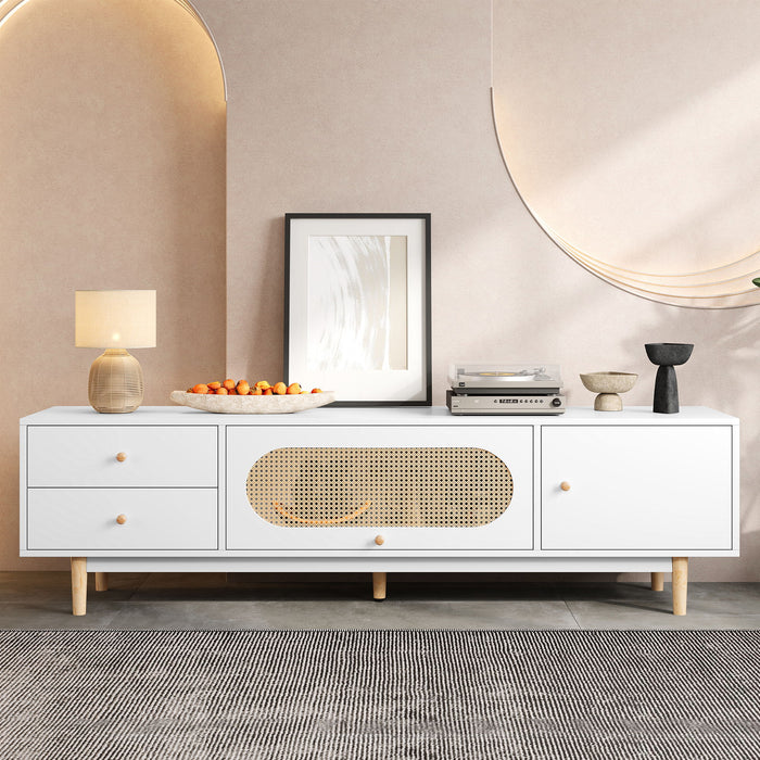 70" TV Stand With Drawers - White