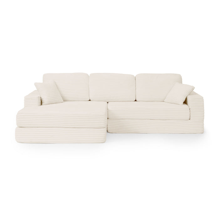 Modern Minimalist L Shape Modular Sectional Sofa, Corduroy Couch