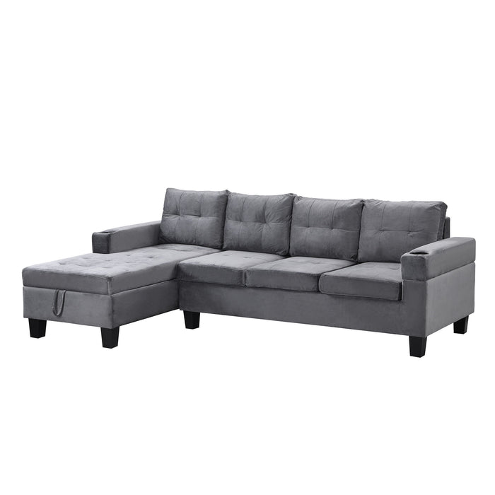 Modern Sectional Sofa Set With L Shape Chaise Lounge And Storage