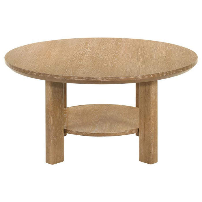 Ottowa - Round Wood Table With Shelf