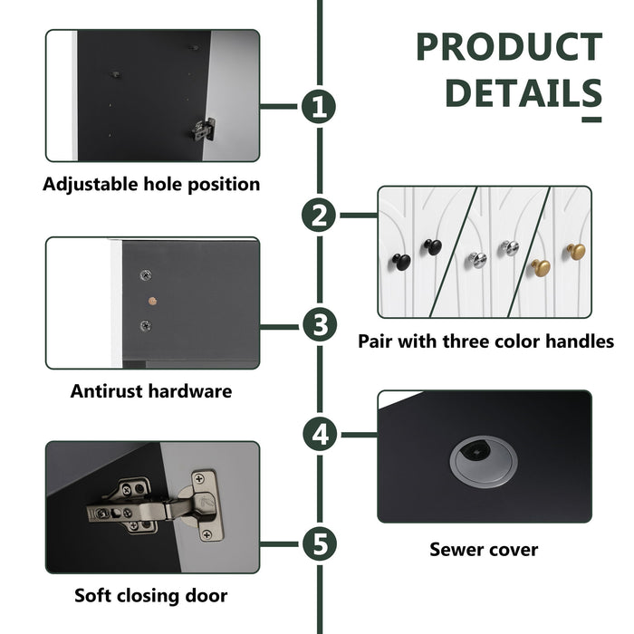 Modern Freestanding Bathroom Vanity With Soft Close Cabinet Doors