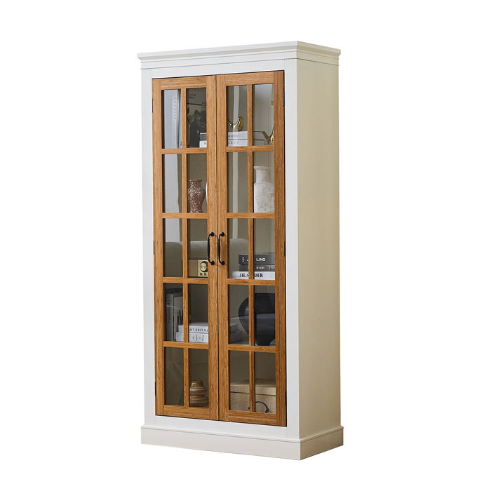 Rustic Style Display Cabinet With Glass Doors For Collectibles