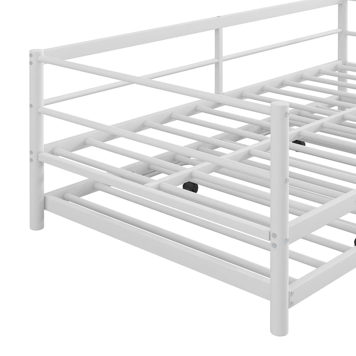 Industrial Metal Daybed With Adjustable Pop Up Trundle And LED Strip