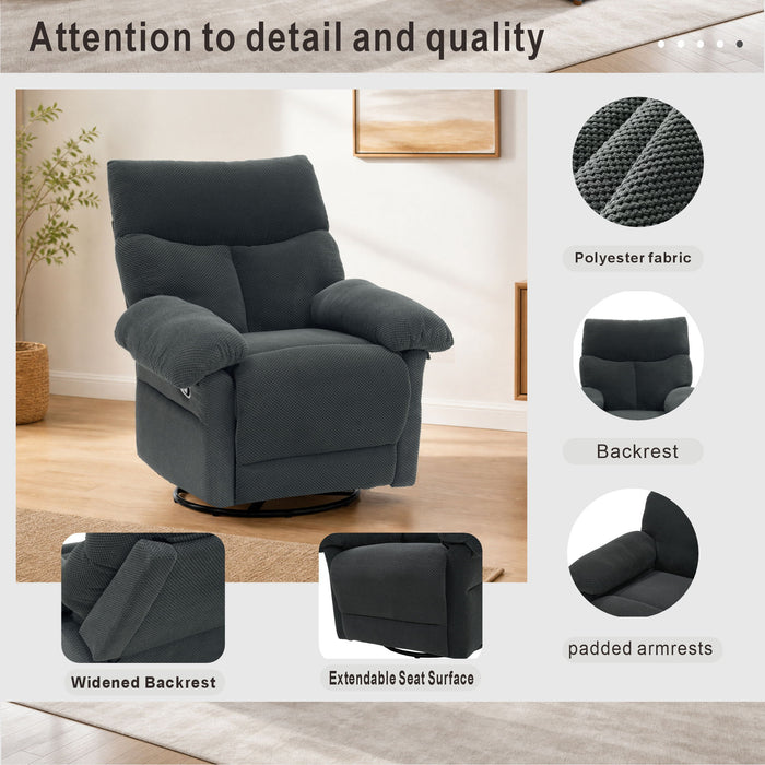 Swivel Rocker Recliner Chair With Manual Recline For Living Room