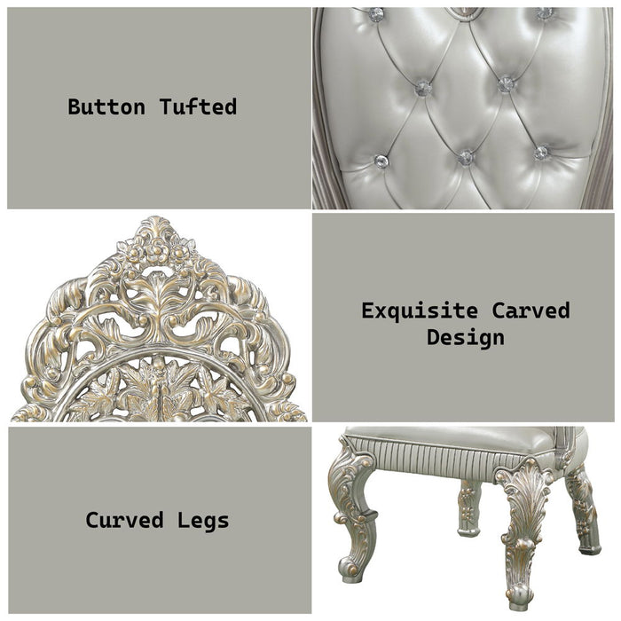 Sandoval - Arm Chair Set of 2) - Beige Synthetic Leather & Champagne