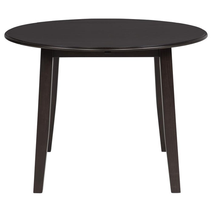 Catley - 5 Piece Round Drop Leaf Dining Table Set - Dark Coffee