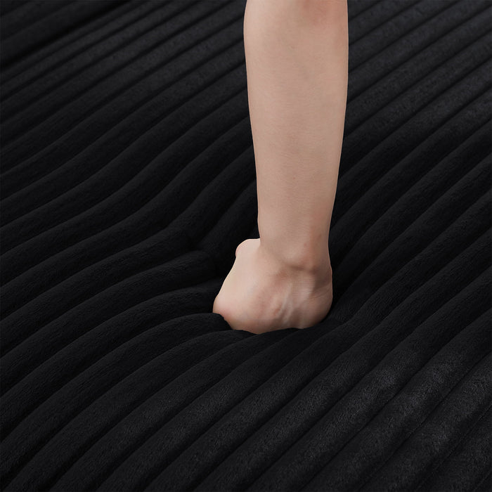 Upholstered U-Shaped Sectional Sofa With Movable Ottoman And Side Storage Pockets